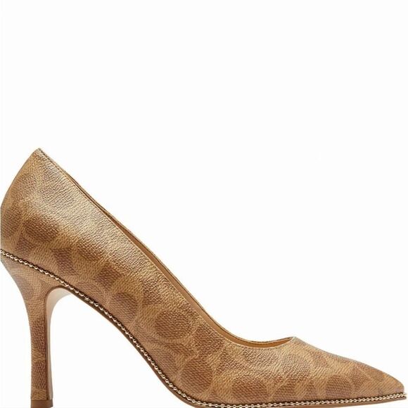 Coach Samantha Signature Coated Canvas Dress Pumps- Tan - Picture 3 of 10